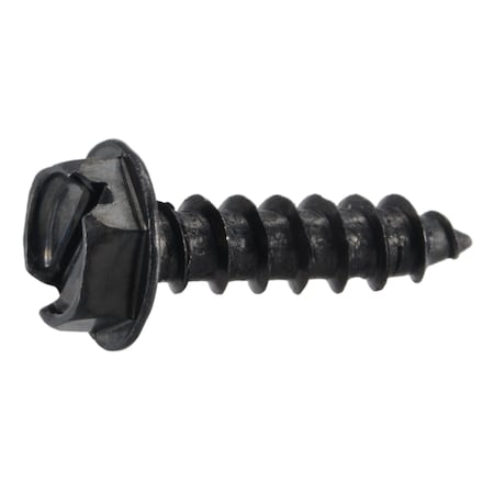 Midwest Fastener Sheet Metal Screw, #10 x 1/2 in, Black Oxide Steel Flange Hex Head Slotted Drive, 20 PK 39572